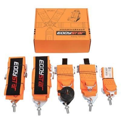 EDDYSTAR cinturón de seguridad de coche de carreras de nylon color naranja cinturón de seguridad de 5 puntos