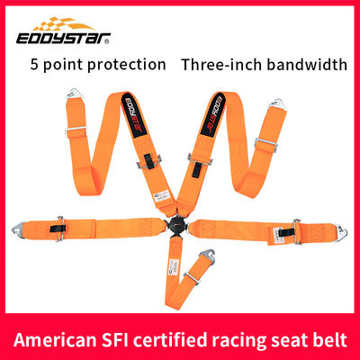EDDYSTAR cinturón de seguridad de coche de carreras de nylon color naranja cinturón de seguridad de 5 puntos